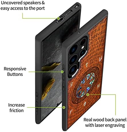 Caso de madeira do Designer de Carveit para Samsung Galaxy S23 Tampa Ultra de Caso [Gravura de madeira e Inlay Shell]