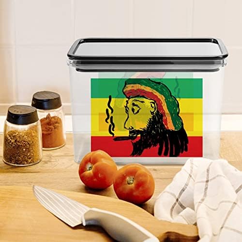 Retrato Rastafarian com uma caixa de armazenamento de plástico de cigarro Recipientes de armazenamento de alimentos com tampas de