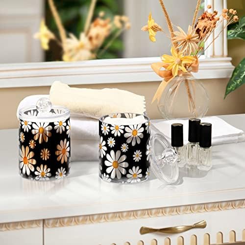 Flores florais de cotonete de algodão preto recipientes de banheiros frascos com tampas conjuntos de algodão Ball bloco