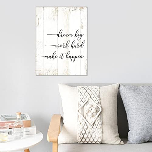 Placa de madeira rústica Modern Farmhouse Wall Home Decor Home Dream Big trabalho duro Faça acontecer placa para sala