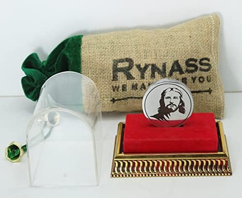 Rylass Dupla Lado Jesus Imagem SS Moeda com Linda caixa e bolsa de juta