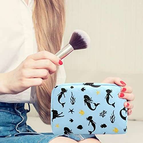 TBOUOBT Sacos cosméticos para mulheres, Bolsa de maquiagem Acessórios de bolsas de higiene pessoal Acessórios para a sereia desenho animado Sereia Fish Starfish Starfish