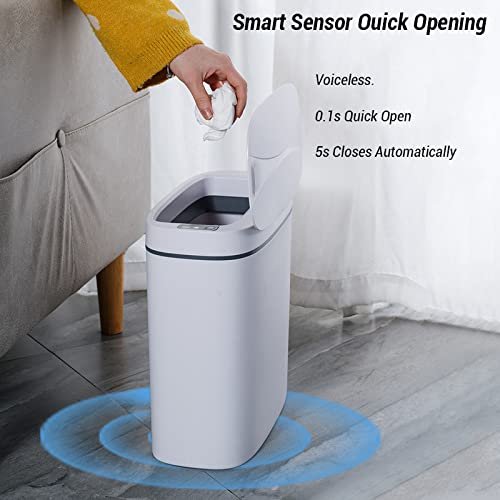 Lixo do sensor de movimento faanas lixo com tampa, lixo automático sem toque de 3,7 galões pode magro plástico inteligente