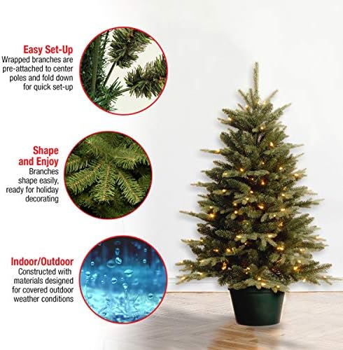 Árvore de Natal Artificial da Companhia Nacional de Árvores para entradas | Inclui luzes brancas e maconha | Coleções diárias -