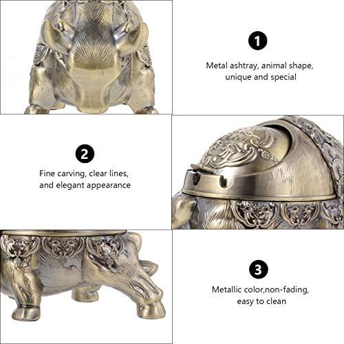 Besportble Home Ashtrays Brass Bull Bull Fture Ashtray Cow Bull estátua Zodiac Ox Sculpture fortune feng shui estátua tabela cinzeiros para para o escritório em casa decorações de peça central portátil