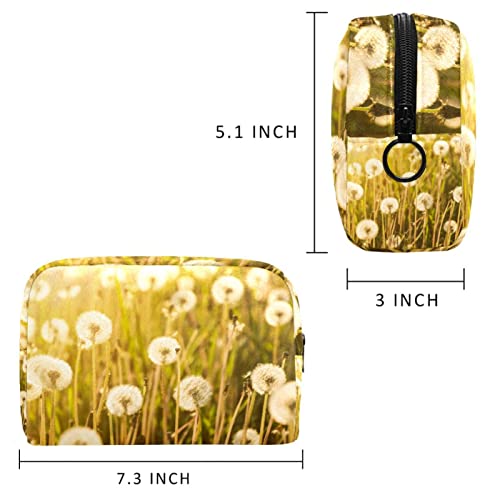 Nature Realistic Dandelion Field in the Sunshine Small Makeup Bag bolsa para bolsa de viagem de viagem para viagens para