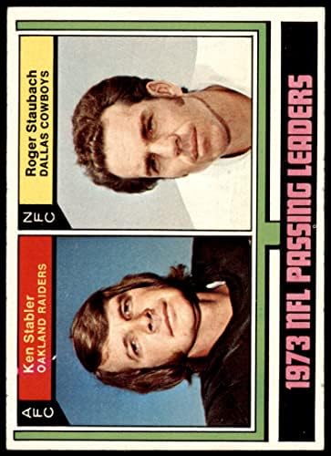 1974 Topps 329 Líderes que passam Roger Staubach/Ken Stabler Oakland Cowboys/Raiders Ex/Mt Cowboys/Raiders Alabama/Novo México