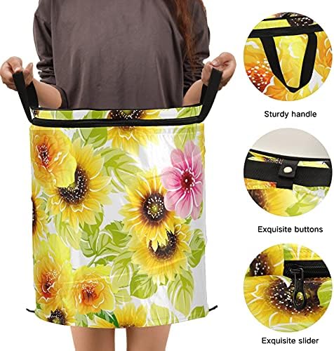 Zauya Sunflower Summer Flowers 50l Pop-up dobrável cesto de roupa dobrável, dobrável para armazenamento e fácil de abrir, recipiente