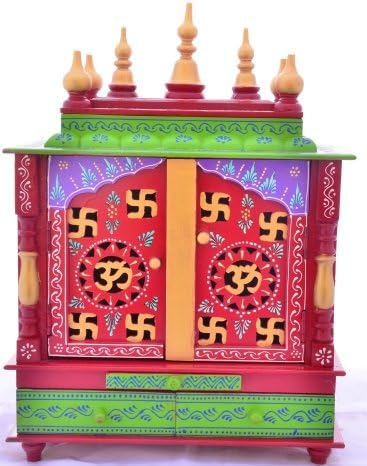 Jodhpur Handicrafts Handics Home Temple/Wooden Pooja Mandap/Wooden Pooja Mandir com lâmpada