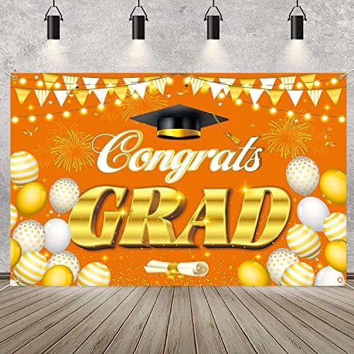 Photo de photo de graduação Decorações de festas Classe de 2023 Orange e Gold Parabéns suprimentos de festa Photoshoot Photobooth