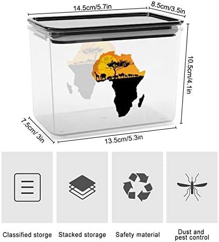 Animais africanos sobre mapa da caixa de armazenamento África Caixa de contêineres de organizador de alimentos plásticos com tampa