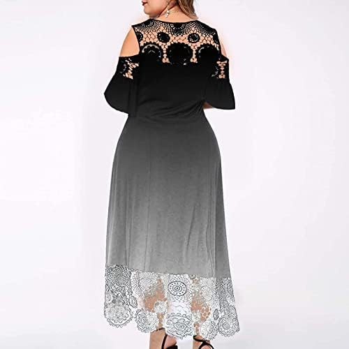 Vestido longo floral de tamanho mais floral para mulheres bordados de renda fria de festas elegantes vestidos de manga