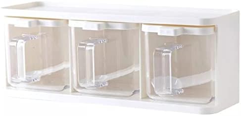 Cujux Kitchen Pull Type com caixa de tempero com colher de tempero vertical e armazenamento de garrafas de tempero horizontal