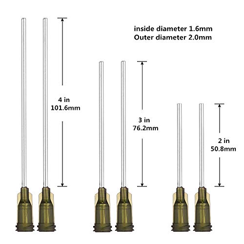 6 Pacote de 100 ml de seringas com 14g 4,0 3,0 '' '2,0 A agulhas de ponta contundente e tampas de armazenamento, seringa