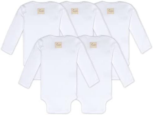 BUES BEES BEBÊ BEBÊ BOYS Bodysuits, pacote de 5 pacote de manga curta e longa, de algodão orgânico