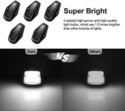 Aexploer 5 PCs LED CAB TELHER Light, compatível com F150 F250 1984-1996 e F250 HD 1997 e F350 1984-1997 & F Super