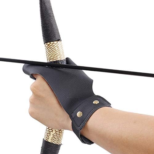 Lokheira Arco -flecha luvas de seta de 2 dedo Couro protetor de proteção para caça à mão esquerda Recurve o equipamento de