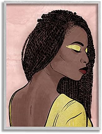 Stuell Industries Afro -American Woman With Gold Glitz Eye Shadow, projetado por Marcus Prime Grey emoldurado arte de