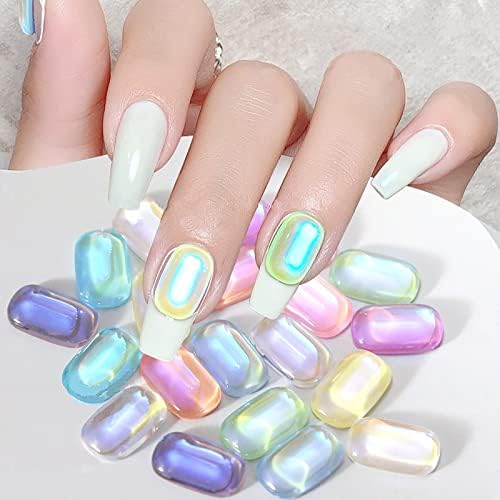 Kaagee 30 peças Aurora unhas gemas leves alterações de pedra 3d lidros de unhas de back plana back-back shinstones gelo