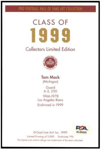 Tom Mack assinou a linha de arte do gol de GLAG autografou Rams PSA/DNA AL85455 - NFL Autographed Football Cards