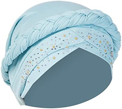 Headwrap de turbante para gorros boêmios femininos com shinestones cancerwearwarwarwarwares sólidos colorido de quimioterapia