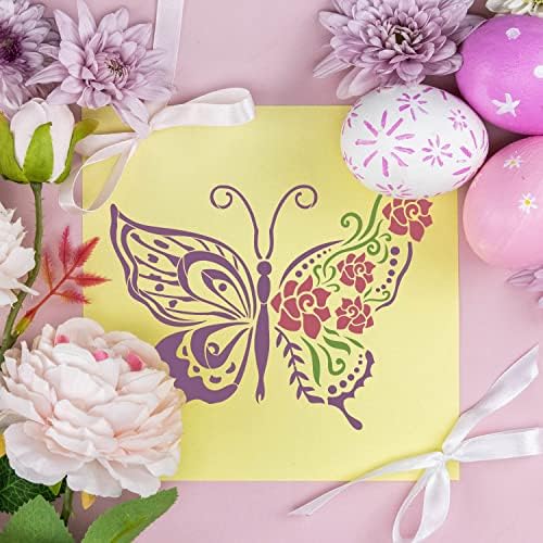 Belojart Butterfly Stencil 12 × 12 polegadas de estêncil de estêncil grande decoração de parede de borboleta reutilizável estêncil