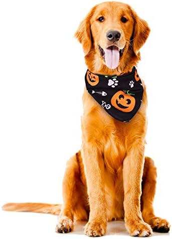 Uratot 3 peças Trajes de Halloween bandanas de cachorro Pumpkin Pet Cat Bibs Acessórios para cães e gatos