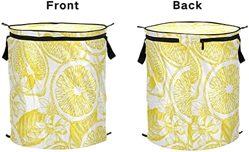 Lemon Pop Up Laundry Horty com tampa de cesta de armazenamento dobrável Bolsa de lavanderia dobra