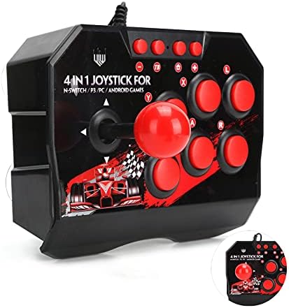 Zyyini Arcade Fight Stick, arcade de arcade Joystick Arcade Acessórios com 6 botões de controle redondos, controlador de jogo de computador para switch/pc/ps3