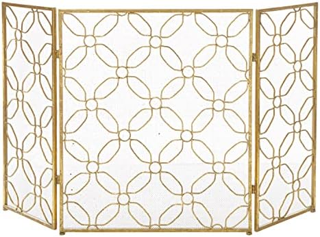 DeCo 79 Metal Geométrico Mesh dobrável Redação 3 Painel Larerplace Tela, 53 x 1 x 31 , ouro