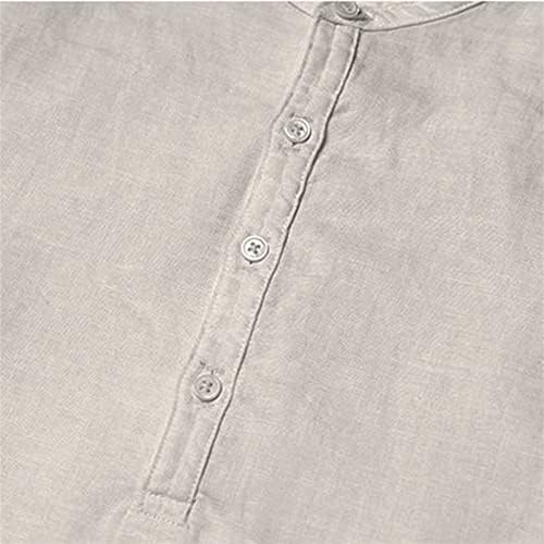 Botão de linho de algodão masculino Down Down Collar Top Top Tees Leves Plain Summer Summer camise