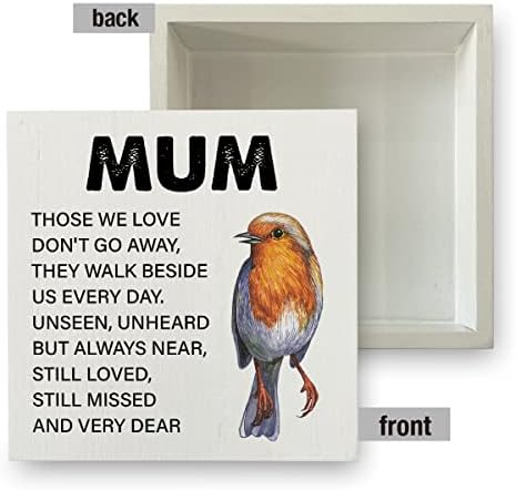 Country Robin Memorial Mom Mãe Caixa de Madeira Plina Memorial Presentes Para Perda de Mãe Caixa de Mãe Caixa de Madeira Placa Bloco de Signio para o quarto Decoração 5 x 5