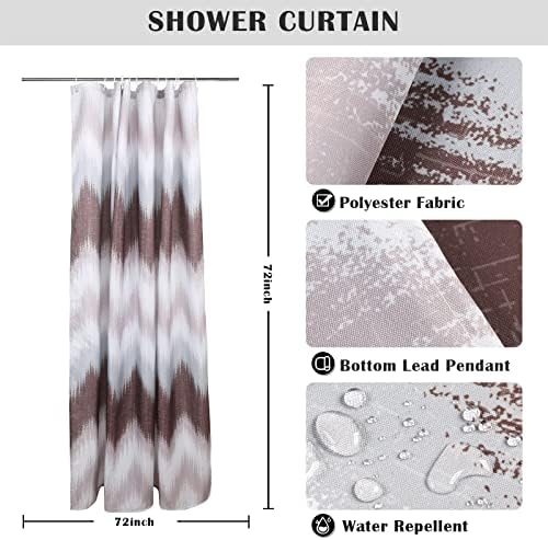 cortina de chuveiro richroof boho para banheiro cortina de banheiro cinza com ganchos, cortina de banheira de tecido