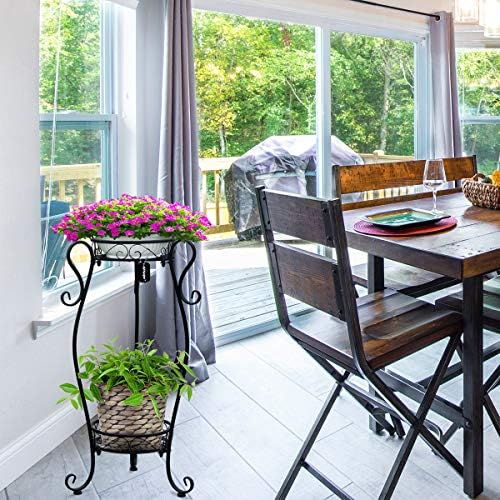 Aishn Metal Plant Stand em 2 camadas ， suporta o rack redondo da panela de flor ， perfeito para casa, jardim, pátio, externo