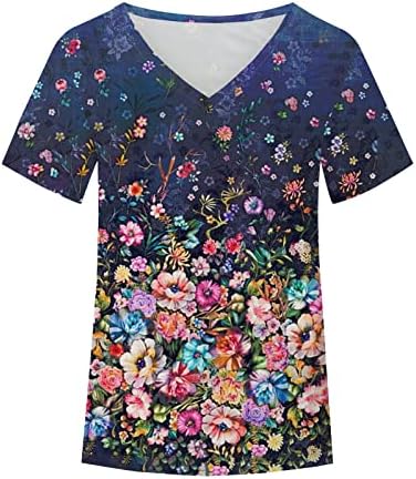 AMIKADOM Senhoras de manga curta 2023 Roupas Fashion Cotton Graphic Top Top Tee Fall Summer V Blouse pescoço para