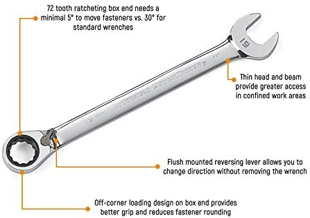 Gearwrench 16 pc. Chave de combinação de catraca com bandeja, métrica - 9416 e 13 pc. 12 pt. Conjunto de chaves reversíveis