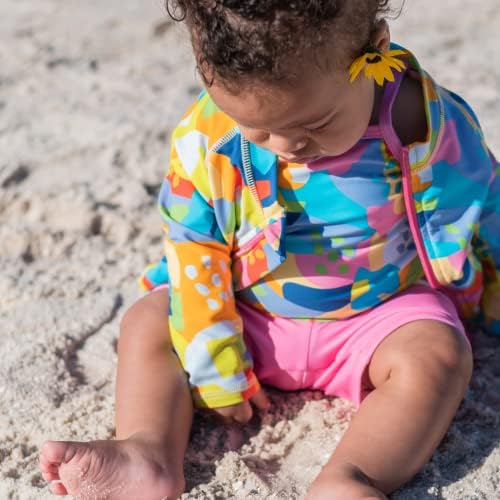 Meninas de natação de 3 peças de manga longa guarda-chuva tankini conjunto arco-íris 6-12 meses