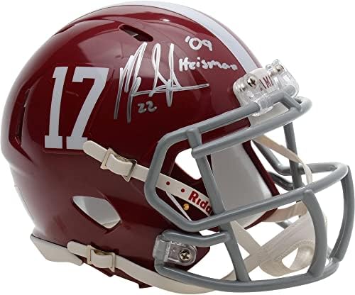 Mark Ingram Alabama Maré Crimson Autografou Riddell Speed ​​Mini Capacete com inscrição Heisman 09 - Mini capacetes de faculdade