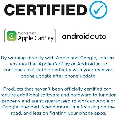 Jensen J1CA7 Certificado com 7 polegadas Apple CarPlay Android Auto | Receptor estéreo de carro sensível ao toque duplo DIN