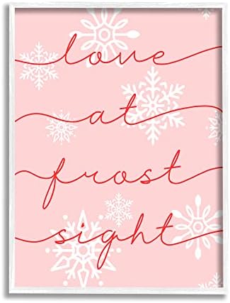 Stuell Industries Love at Frost Sight Romantic Pink Snowflakes Citação, Design de Lil 'Rue