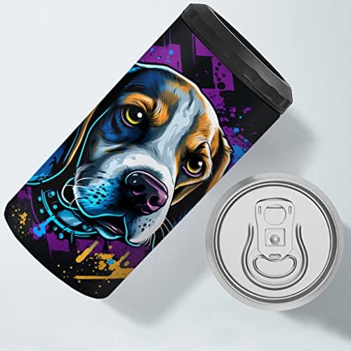 Cão com estampa de face de cachorro isolado lata mais refrigerador - art can de fria - beagle isolado slim lata mais refrigerador