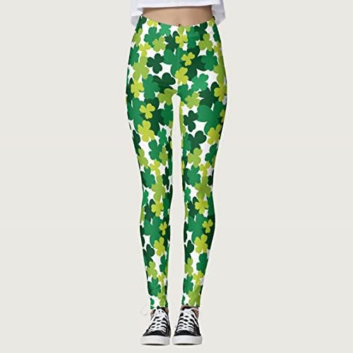 Lensse St. Patricks Day Leggings for Women High Caist Elasty Extady Printed Lucky Bootcut Yoga Calças