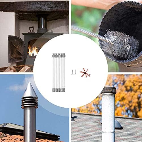 QDY -CHIMNEY Sweeping Brush Chimney Chimney Chimney Brush Haste Kit com 8/10/12 hastes flexíveis de nylon para combustão de lareira,