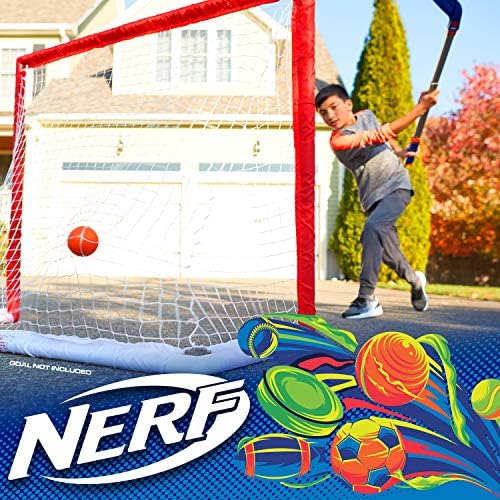 Nerf FlexPlay Kids Hockey Stick and Ball Conjunto - Conjunto de hóquei na rua interior e externa - bola de altura ajustável -