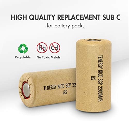 TENERGY NICD Subc 2200mAh Papel embrulhado Bateria recarregável Top plana - 15 pacote