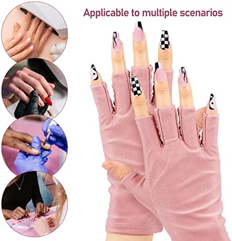 Lurrose 2 pares Luvas Anti -UV Gel Manicures Luvas UV Luvas de proteção