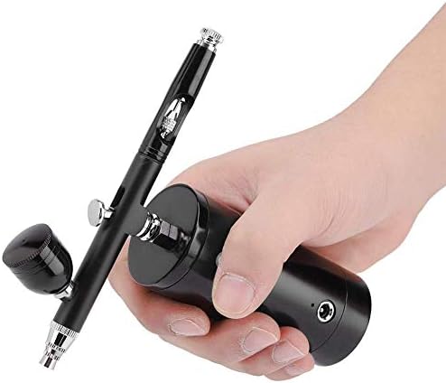 OUMEFAR 0,3mm Kit de aerógrafo preto Mini compressor de ar pistola de pulverização 7cc Conjunto de aerógrafo USB 8.4V Conjunto de aerógrafo para artes de maquiagem de beleza Tatuagens