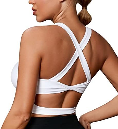 BRA esportivo de longa linha de glamline, tampa do tanque de cultivo de treino feminino com cruzamento cruzado, tampa