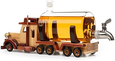 Decanter de vinhos de caminhão e uísque para vinhos Bourbon Scotch ou Whisky Pais Trucker Gift 1000ml 18 l By the Wine Savant -
