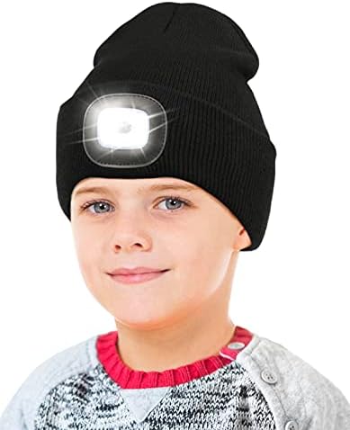 Chapéu de gorro com luz para crianças, mãos recarregáveis ​​USB LED LED CAPA BAP LANTE NOVIMENTO NOVIL